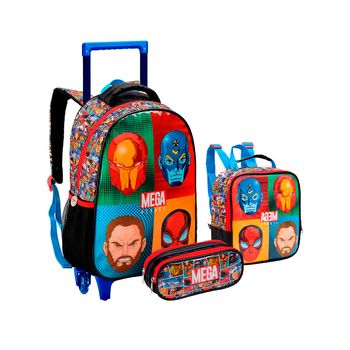 Kit-Mochila-Carrinho---Lancheira---Estojo-Preto-e-Azul-Kids-Mega-Heroes-|-Seanite-Tamanho--UN---Cor--PRETO-0